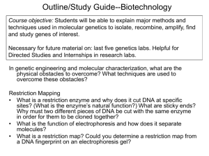 Recombinant DNA Cloning Technology: restriction digest