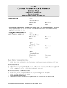 Syllabus Template - UNC Eshelman School of Pharmacy FAO