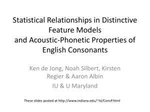 Statistical Relationships in Distinctive Feature Models and Acoustic