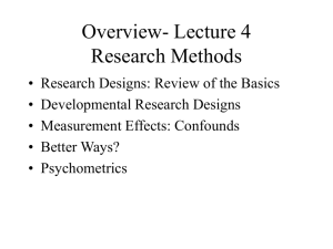 Overview- Lecture 4 Research Methods
