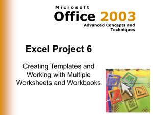 Office 2003 Advanced Concepts and Techniques M icrosoft Excel