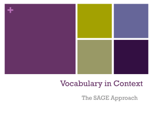 SAGE - Approach to Vocabulary