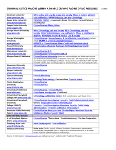 criminal justice majors within a 50-mile driving radius of mc rockville