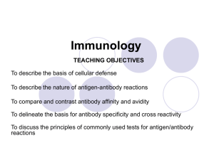 immunoglobulins antigen-antibody reactions and selected tests