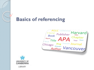 Basics of referencing - University of Canberra