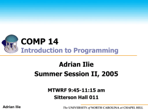COMP 14 - University of North Carolina at Chapel Hill