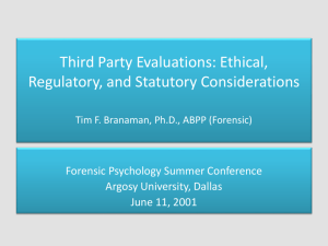 Third Party Evaluations - Forensic and Specialized Psychological