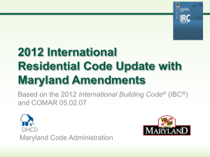 2012 IRC Update with Maryland Amendments (PP)