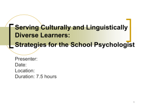 Serving Culturally and Linguistically Diverse Learners Strategies for