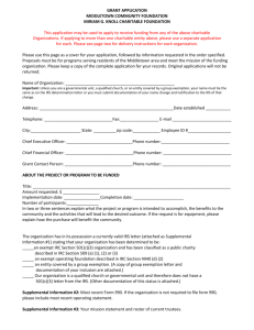 GRANT APPLICATION MIDDLETOWN COMMUNITY FOUNDATION