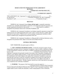 DESIGNATED NON-PERMANENT FUND AGREEMENT BETWEEN