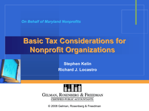 Basic Tax Considerations for Nonprofit Organizations