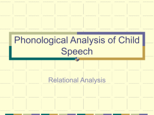 Phonological Analysis of Child Speech
