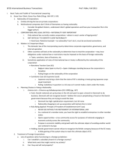 B735 International Business Transactions Prof. Fidler, Fall 2011