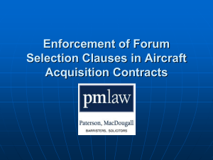 Enforcement of Forum Selection Clauses in Aircraft