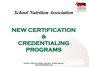 Key Area Requirements - School Nutrition Association