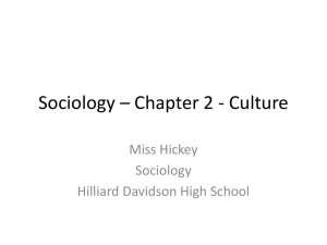 Sociology * Chapter 2 - Culture