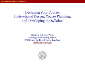 Instructional Design, Course Planning and Developing the Syllabus
