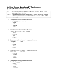 Questions for 1 st 9-weeks Assessment