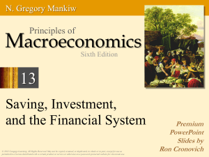 February 14: Chapter 13: Saving, Investment and the Financial System