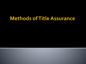 Title Assurance - Professor Beyer