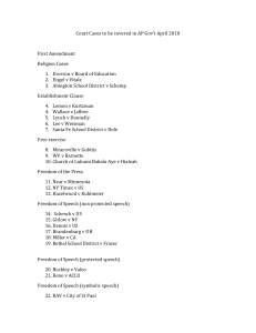 Court Cases to be covered in AP Gov't April 2010