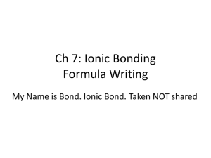 Ch 7: Ionic Bonding Formula Writing