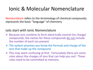 Ionic & Molecular Nomenclature