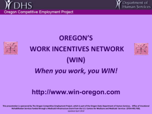 WIN – Benefits Planning Basics - Oregon Supported Employment