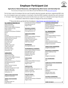 Employer Participant List Agricultural, Natural Resources