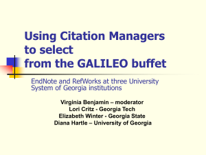 Using Citation Managers to Select from the GALILEO Buffet