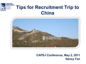 Tips for Recruitment Trips to China - CAPS-I