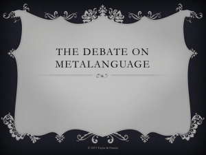 The debate on metalanguage