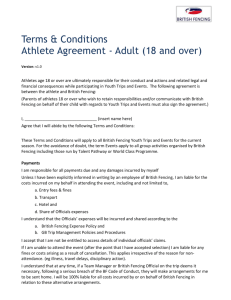 Terms & Conditions Athlete Agreement