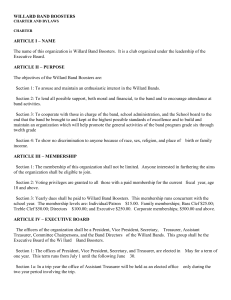 WILLARD BAND BOOSTERS CHARTER AND BYLAWS CHARTER