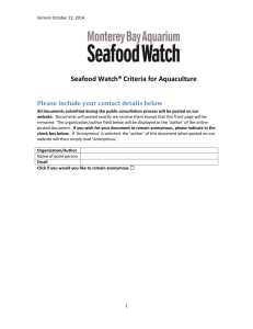 Aquaculture Criteria Version 3