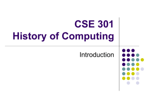 CSE 301 History of Computing - SUNY