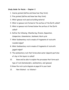 Study Guide for Rocks - Chapter 2