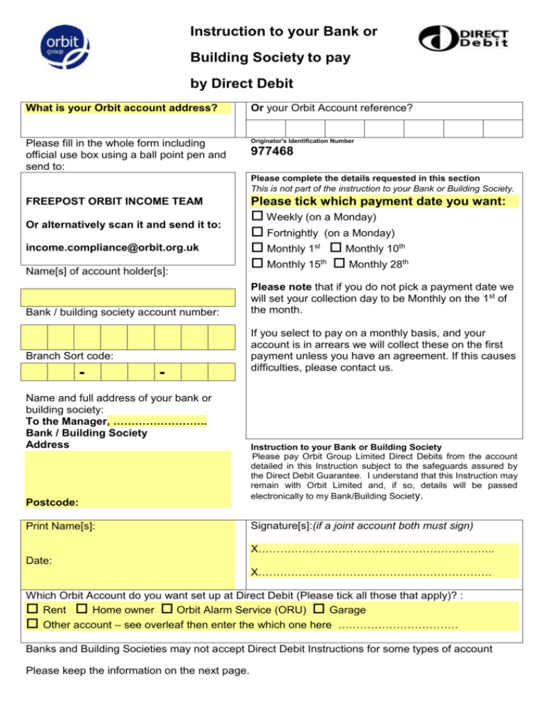 Direct Debit Form