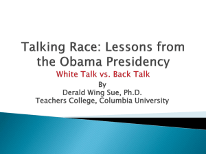 White Talk vs Back Talk - Society for the Psychological Study of