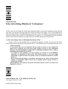 False Advertising, Dilution - Duke University School of Law