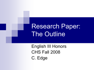 Research Paper: Outline