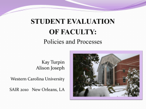 Student Evaluation of Faculty: Policies and Processes