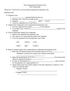 Ionic Compounds with Polyatomic Ions Note Taking Guide