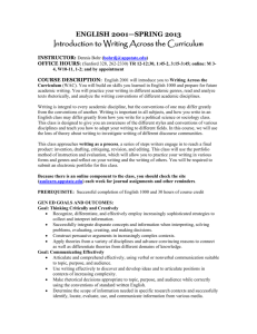 english 2001—spring 2013 - Writing Across the Curriculum