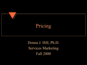 Role of Pricing in Services