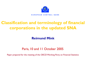 Classification and terminology of financial corporations in
