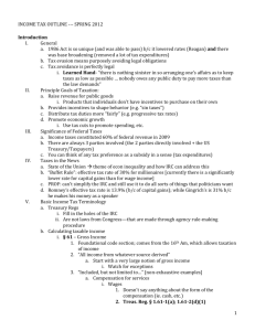 INCOME TAX OUTLINE --- SPRING 2012 Introduction General 1986