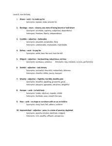 Level D Vocabulary 6A (includes Word List, Synonyms/Antonyms
