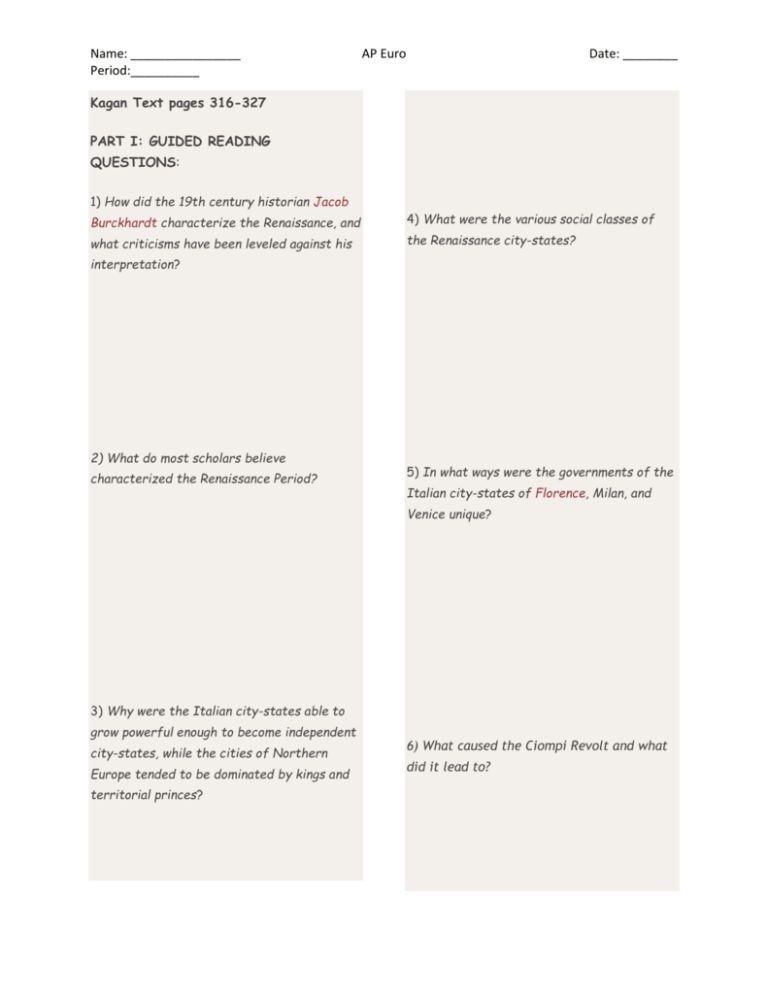 Guiding Reading Questions